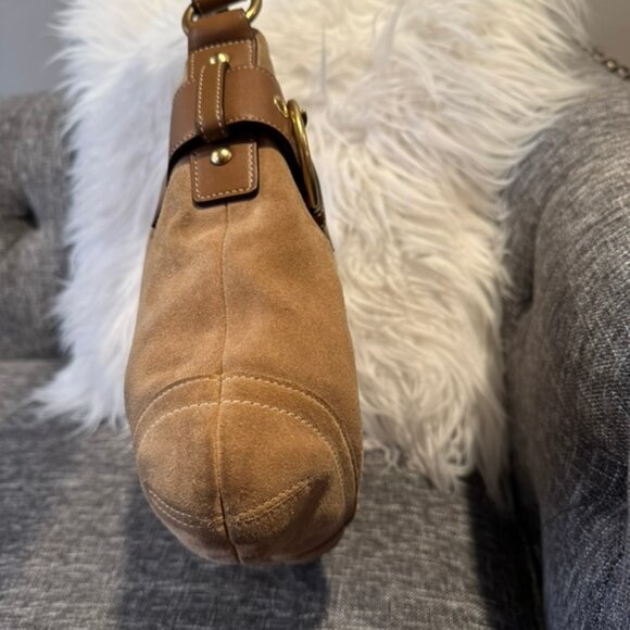 VINTAGE Coach 1483 Suede Double-Strap Shoulder Bag – Leather Trim Very Good Cond - Picture 5 of 12